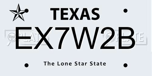 EX7W2B Texas License Plate