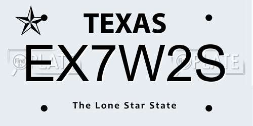 EX7W2S Texas License Plate