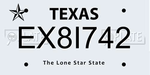 EX8I742 Texas License Plate