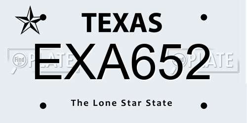 EXA652 Texas License Plate