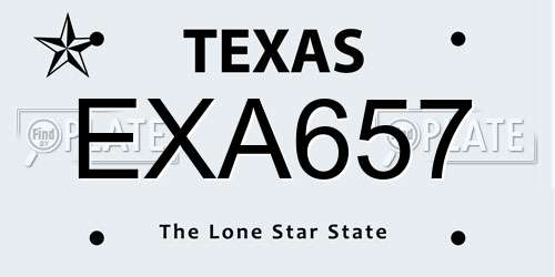 EXA657 Texas License Plate