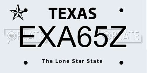 EXA65Z Texas License Plate