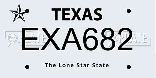 EXA682 Texas License Plate