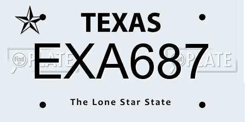 EXA687 Texas License Plate