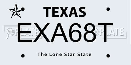 EXA68T Texas License Plate