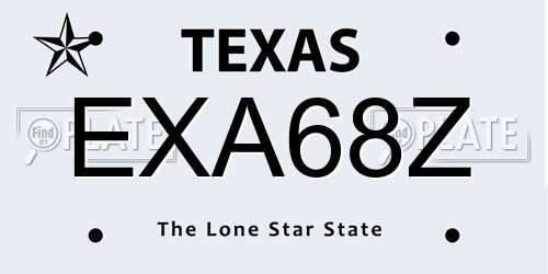EXA68Z Texas License Plate