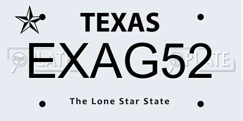 EXAG52 Texas License Plate