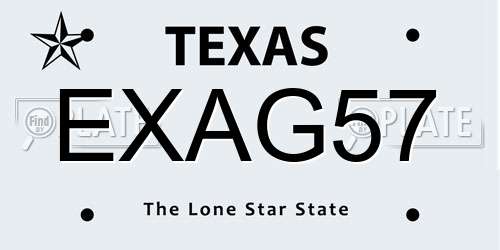 EXAG57 Texas License Plate