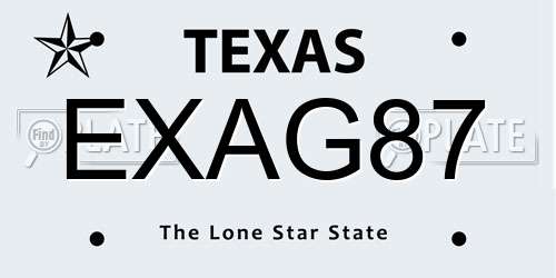 EXAG87 Texas License Plate