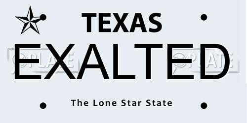 EXALTED Texas License Plate