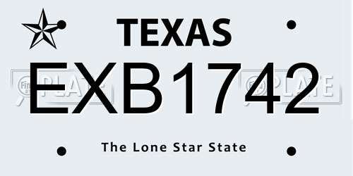 EXB1742 Texas License Plate