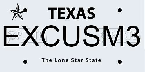 EXCUSM3 Texas License Plate
