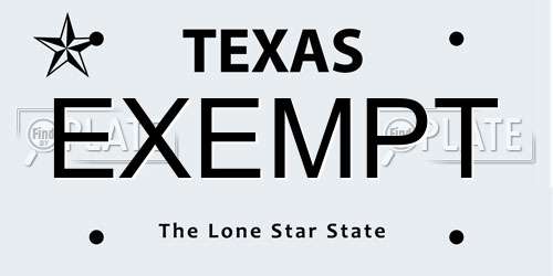 EXEMPT Texas License Plate