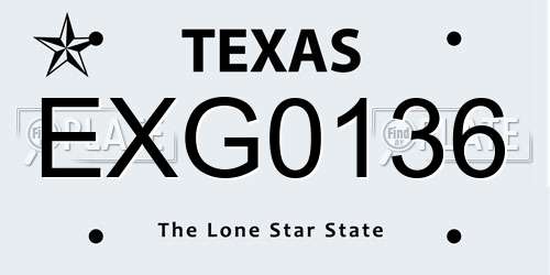 EXG0136 Texas License Plate