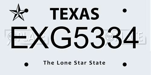 EXG5334 Texas License Plate