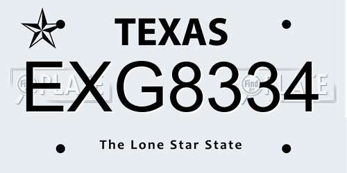 EXG8334 Texas License Plate