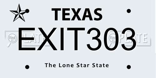 EXIT303 Texas License Plate