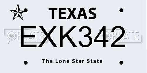 EXK342 Texas License Plate