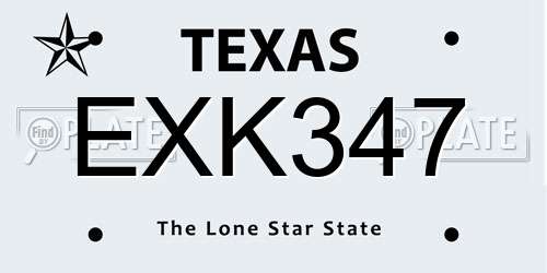 EXK347 Texas License Plate