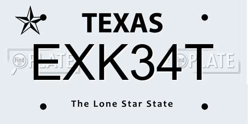 EXK34T Texas License Plate