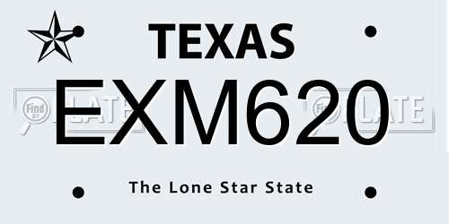 EXM620 Texas License Plate