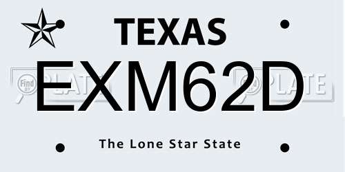 EXM62D Texas License Plate
