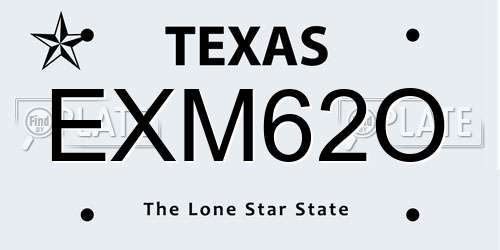 EXM62O Texas License Plate
