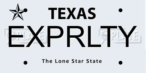 EXPRLTY Texas License Plate