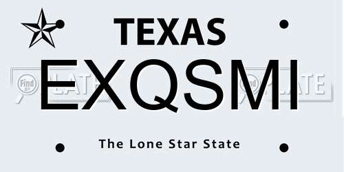 EXQSMI Texas License Plate