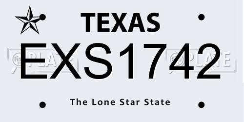 EXS1742 Texas License Plate