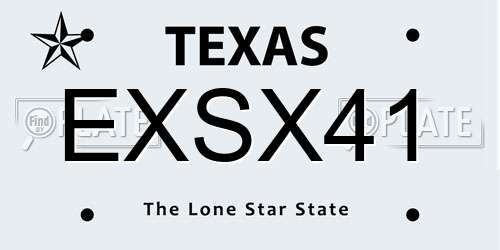 EXSX41 Texas License Plate