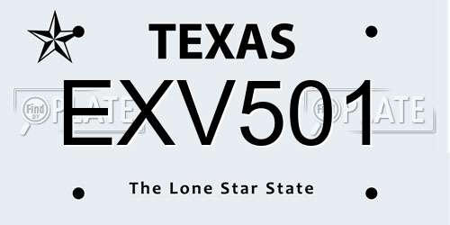 EXV501 Texas License Plate