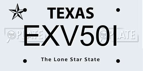 EXV50I Texas License Plate