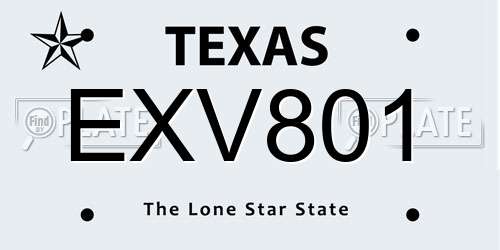EXV801 Texas License Plate