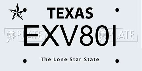 EXV80I Texas License Plate