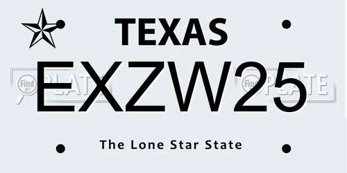 EXZW25 Texas License Plate
