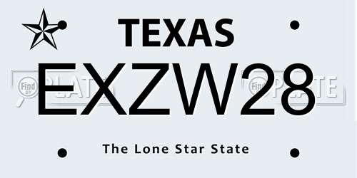 EXZW28 Texas License Plate