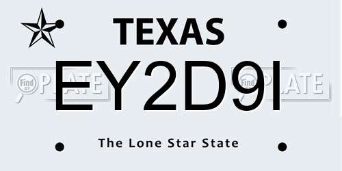 EY2D9I Texas License Plate