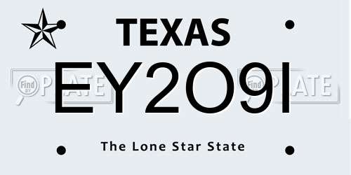 EY2O9I Texas License Plate