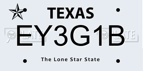 EY3G1B Texas License Plate