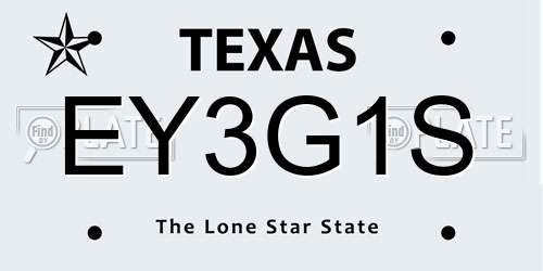 EY3G1S Texas License Plate