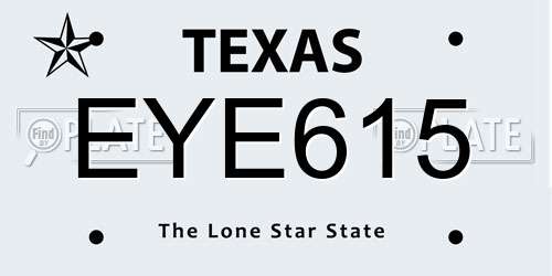 EYE615 Texas License Plate