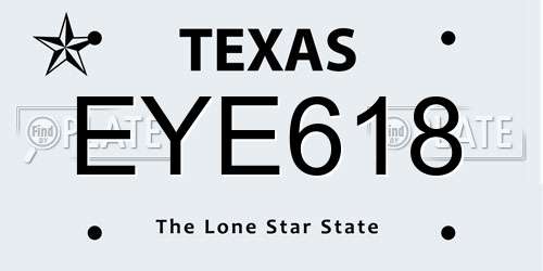 EYE618 Texas License Plate