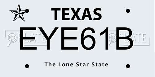 EYE61B Texas License Plate