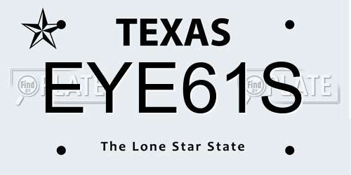 EYE61S Texas License Plate