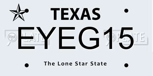EYEG15 Texas License Plate
