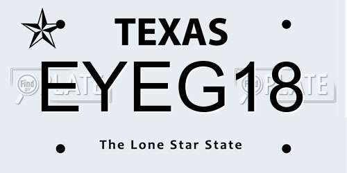 EYEG18 Texas License Plate