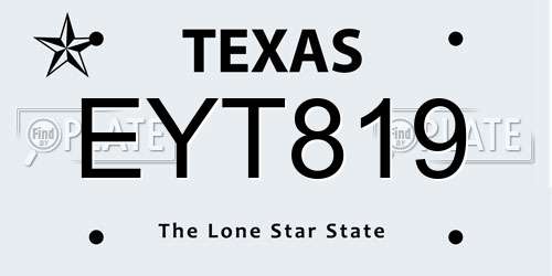 EYT819 Texas License Plate