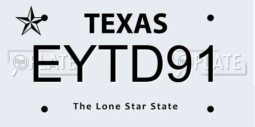 EYTD91 Texas License Plate