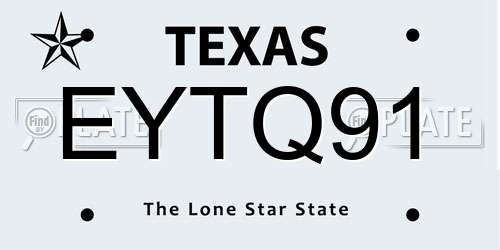 EYTQ91 Texas License Plate